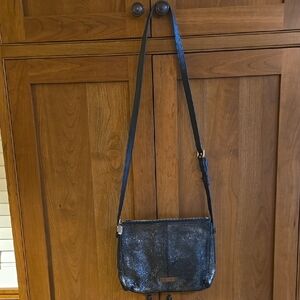 Fossil - Elegant Metallic Black Leather Shoulder Bag